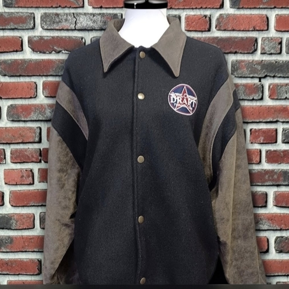 Vintage Royal Crown Cola Leather & Wool Varsity Jacket